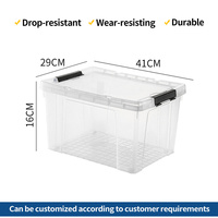 ZNST001 Boîte de rangement empilable en plastique transparente et écologique, grande taille, avec roulettes et poignée, 20-225L, conteneur de transport pour déménagement