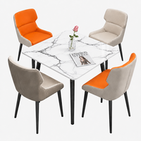 Table à manger carrée en pierre frittée minimaliste moderne avec chaises rembourrées, facile à nettoyer et résistante à la chaleur, 4 places pour la maison