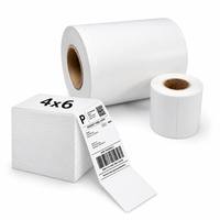 Label Printer Thermal Langsung Putih 4" X 6" Dapat Digunakan Kembali, Kertas Stiker Perekat Kustom Tahan Air, Label Thermal Langsung Supermarket