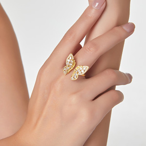Châu Âu và mỹ thời trang bướm hình vòng hình học Zircon Inset cá nhân mở Vòng đồng - Product Image 3
