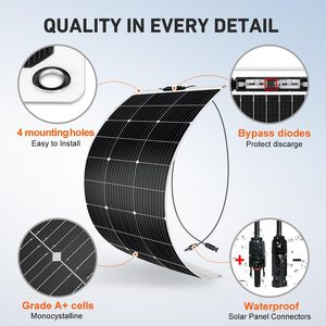 600W (6*100W) Flexible Solar Panels 18V 9BB Monocrystalline for <b>12V</b> <b>Battery</b> Charging, Semi-Flexible ETFE - Product Image 2