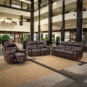 Nuevo Conjunto de Sillones Reclinables Modernos para el Hogar 2026 con Silla Deslizante, Sofá de Cuero PU Marrón para Sala de Estar y Comedor - Product Image 4