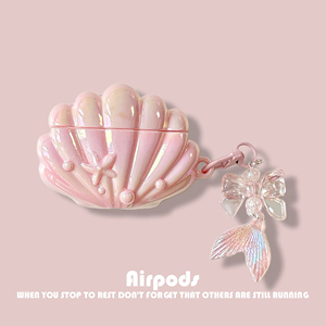 <span class=keywords><strong>Funda</strong></span> de lujo <span class=keywords><strong>rosa</strong></span> con diseño de conchas para auriculares Airpods 4 3 2 1 Pro2, <span class=keywords><strong>funda</strong></span> protectora anticaídas, accesorios suaves para auriculares - Product Image 1