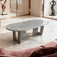 Table de salle à manger moderne en marbre italien, grande table basse ovale sur mesure pour salon