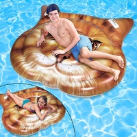 Tapis flottant gonflable pour piscine en forme de tête de panda et de chat avec motif de petites fleurs