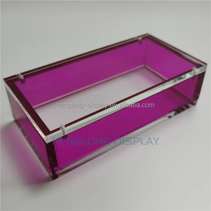 Transparent Grape Color Plastic Packing Box See Through Purple Acrylic Storage Boxes