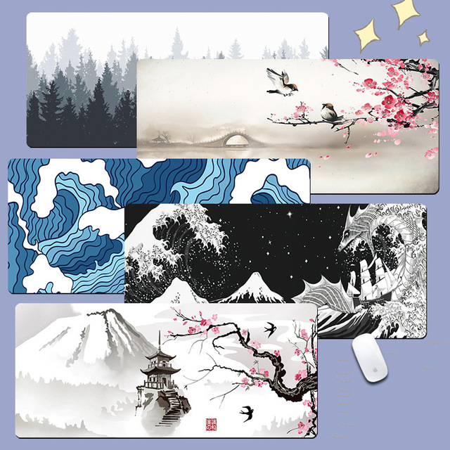 Gaming Mouse Mat plum Blossom Pattern XXL Large Mouse Mat Long Extended Mouse Pad Desk Mat Non-Slip Rubber Mice Pads
