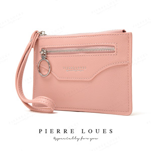 Monedero pequeño Pierre Loues con cremallera para mujer, cartera portátil de color sólido con correa para la muñeca, para uso diario. - Product Image 4