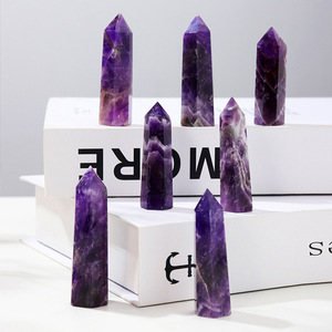 คริสตัลอเมทิสต์ธรรมชาติคุณภาพสูงขายส่ง ทรงหกเหลี่ยมปลายแหลม สำหรับบำบัดรักษา มีหลายขนาด - Product Image 4