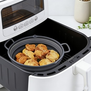 7.5 Inch Bpa Free Food Grade Collapsible Round air <strong>Fryer</strong> Silicone <strong>Basket</strong>, Non Stick Reusable Silicone air <strong>Fryer</strong> Liners - Product Image 4