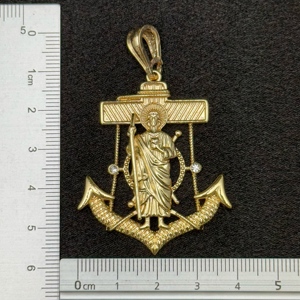 Bijoux en cuivre plaqué or 14 carats pour hommes religieux vert rose vintage saint Jude saint vous grand pendentif en zircon catalogue de breloques Vente en gros - Product Image 5