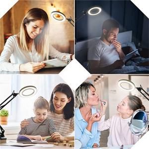 Lámpara de Escritorio LED con Brazo Articulado Metálico, Regulable, con Lupa y Abrazadera, Estilo Americano, en Oferta - Product Image 5