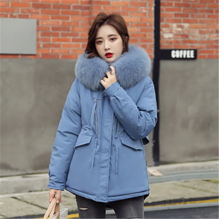 2020 new Korean mid-length cotton-padded coat fashion girls casual warm down jacket plus velvet women winter coat