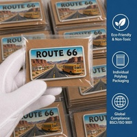 Imán para Refrigerador con Mapa de la Ruta 66 de EE. UU. en Aluminio 3D con Relieve WF, 2x3 Pulgadas, Duradero, Amarillo, Recuerdo de Viaje por Carretera, Regalo para Cocina o Bar