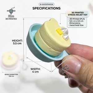 Jouet anti-stress en PLA imprimé en 3D, design mignon en forme de crêpe, respectueux de l'environnement, pour les réunions de famille et les fêtes - Product Image 2