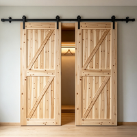 Stabile Massivholz-Scheunentür aus Fichtenholz, Schiebetür für Innenräume, Natürlicher Holzduft, für Familienzimmer-Installation