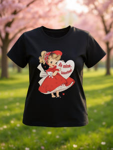 T-shirt da donna per San Valentino con stampa di cuori a cartoni animati, manica corta, girocollo, vestibilità ampia, casual, moda primaverile, 100% cotone - Product Image 2
