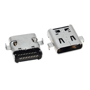 Port <span class=keywords><strong>USB</strong></span> 4.0 <span class=keywords><strong>Type</strong></span> <span class=keywords><strong>C</strong></span> à coque unique 24P femelle Connecteur <span class=keywords><strong>USB</strong></span> <span class=keywords><strong>Type</strong></span> <span class=keywords><strong>C</strong></span> avec longueur de corps 9.17mm avec broche de localisation DIP CH = 0.5mm 40Gbps - Product Image 1