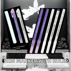 Disposable Tattoo Skin Marker <b>Pen</b> with Measuring Ruler for Microblading Eyebrow Positioning - Product Image 2