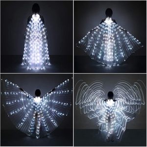 White LED <b>Wings</b> Halloween Costume for Women Glow Angel <b>Wings</b> Light up <b>Fairy</b> <b>Wings</b> with Telescopic Sticks Isis <b>Wings</b> for <b>Adults</b> - Product Image 3