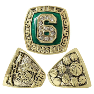 Gran Oferta: Clásico y Nostálgico Anillo Conmemorativo <span class=keywords><strong>de</strong></span> Boda <span class=keywords><strong>de</strong></span> Aleación Dorada <span class=keywords><strong>de</strong></span> Bill Russell, Estrella del Baloncesto del Hall Fame (1956-1969), Tendencia Europa América - Product Image 3