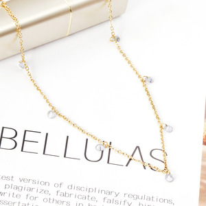 Collier chaîne en or avec pendentifs diamantés sertis griffes pour femme, bijoux de mode NE242702G - Product Image 4