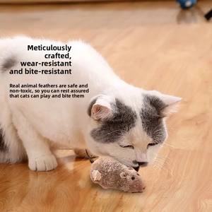 Eco-Friendly gato brinquedo mouse elétrico realista Teaser Wand definido para tédio-alívio completa energia que consome Gadget Green Supplies - Product Image 4