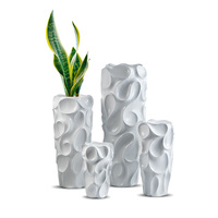 Vases sur pied 70/90/120cm Décoration intérieure Pots en fibre de verre Grand vase à fleurs cylindrique blanc Grands vases décoratifs