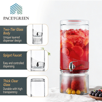 Distributeur de boissons en verre côtelé transparent avec robinet et couvercle, grand distributeur de boissons pour fêtes, mariages, buffets, vente en gros, OEM, ODM