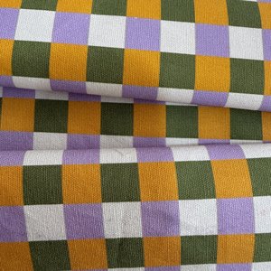 <span class=keywords><strong>Tessuto</strong></span> in Cotone Stampato Digitalmente Personalizzato a Quadretti Colorati, Rosa Verde Blu, Resistente per Borse Tote, MOQ 1m - Product Image 2