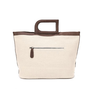 Sac fourre-tout en toile de coton robuste avec bandoulière longue en PU multi-poches réutilisable avec logo personnalisé imprimé - Product Image 4