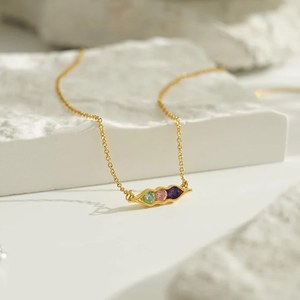 Nuova Tendenza Collana Personalizzata a Forma di Baccello con Pietra Portafortuna per Regalo di Compleanno Familiare per <span class=keywords><strong>Madri</strong></span> dalla Collezione di Ciondoli alla Moda - Product Image 1
