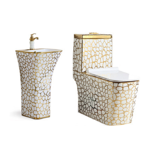 Yida Royal Gold ชุดสุขภัณฑ์เซรามิค inodoros ห้องน้ำและอ่างล้างหน้า WC สีทองหรูหรา - Product Image 6