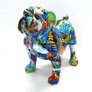 Creatieve Huiskamer Boekenplank Tv-Kast Engelse Kleurrijke Bulldog Ornament Hars Kleurrijke Engelse Bulldog Standbeeld Ambachten