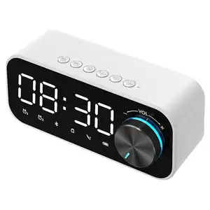 Led ánh sáng đồng hồ báo thức Mini âm nhạc Cube Loa di động không dây dễ thương Loa rảnh tay LCD hiển thị đầu giường Loa