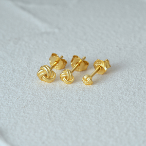 CANNER Populaire Lot de 3 boucles d'oreilles clous en argent sterling S925 plaqué or 18 carats motif nœud d'amour, parures de bijoux pour femme, cadeau, vente en gros - Product Image 3