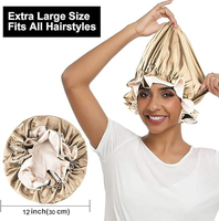 Bonnet de nuit en satin de soie ajustable personnalisé pour femme, double couche, multifonctionnel, grande taille