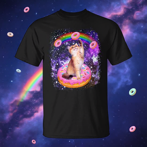 Camiseta Space Cat Donut Rainbow Galaxy con diseño de gatito lindo en el espacio - Product Image 3