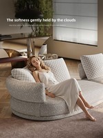 Chaise Courbée en Bois Style Italien Mollale Luxe Léger Modèle 2026, Grande Section Courbe au Sol, Sectionnelle Droite en Laine d'Agneau