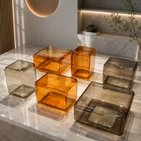 Table basse en verre moderne de haute qualité, table d'appoint ronde Art Déco soufflée à la main, table d'angle et de côté minimaliste pour salon