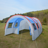 Portable 6-8 personnes Double couche étanche famille tente Logo personnalisé Chapiteau pour Camping en plein air Big Tunel Tenda