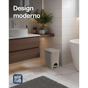 Poubelle à pédale Intreccio Line en PP, 215x200x285mm, blanche, design minimaliste - Product Image 2