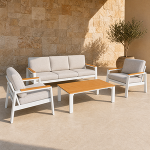 Divano da Esterno in Alluminio: Telaio in Alluminio Saldato a TIG Progettato per Esterni con Rivestimento in Olefin - Product Image 1