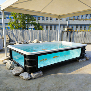 Bassin rectangulaire en fibre de verre (FRP) pour poissons, carpes koï, poissons rouges, bassin extérieur pour patio, bassin d'élevage pour aquaculture et élevage de crevettes - Product Image 1