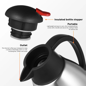 2L Thermal Coffee Jug Stainless <b>Steel</b> Vacuum Insulated Carafe Portable Pitcher Lid Coffee Creamer Container Insulated <b>Bottle</b> - Product Image 6