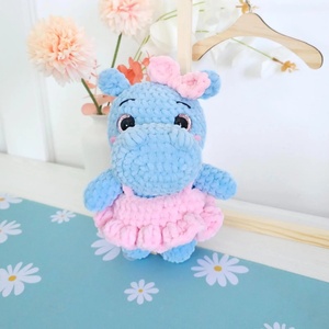 All'ingrosso fatto a mano morbido uncinetto ippopotamo bambino peluche uncinetto animale bambola Amigurumi personalizzato farcito a maglia ippopotamo con tutù rimovibile - Product Image 2