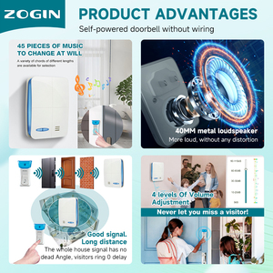 Timbre Inalámbrico Inteligente de Diseño Moderno, Timbre Inalámbrico a Batería <span class=keywords><strong>con</strong></span> Alcance de 200m, Botón de Presión <span class=keywords><strong>con</strong></span> Alimentación por Batería DC - Product Image 3