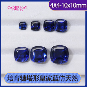Cadermay Royal Blue Synthetic Sugar Tower Loose Gemstone 4x4mm To 10x10mm For Jewelry Making - Product Image 5