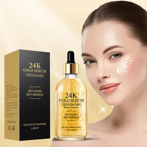 Özel özel 24K altın hyaluronik asit küçülür gözenekleri Anti- aging nikotinamid özü cilt bakımı yüz serumu