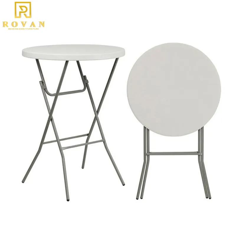 80cm diameter HDPE white color round folding high top bar table cocktail tables
